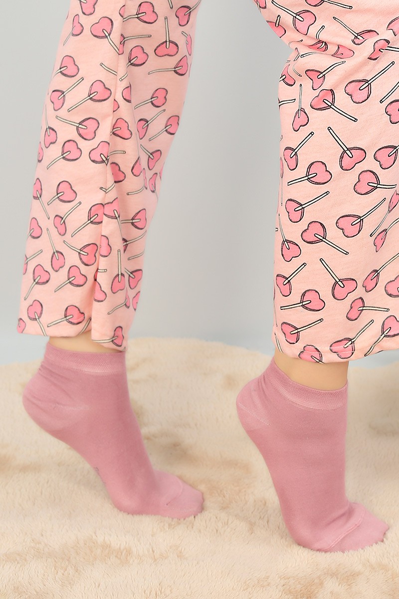 Pembe Bambu Bayan Patik Çorap 65759