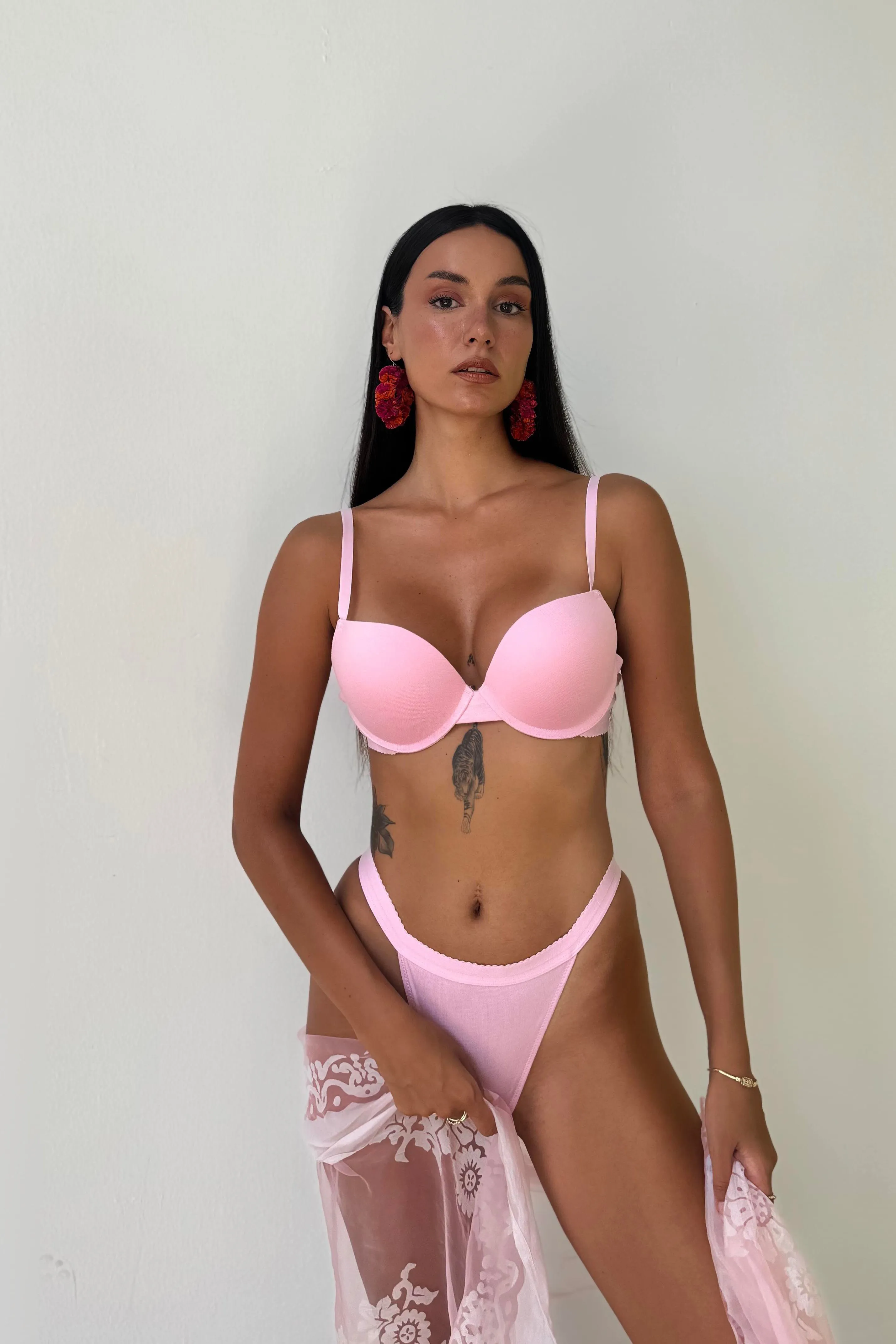 Pembe Bambu Spor Model Destekli Sütyen Takım 390194