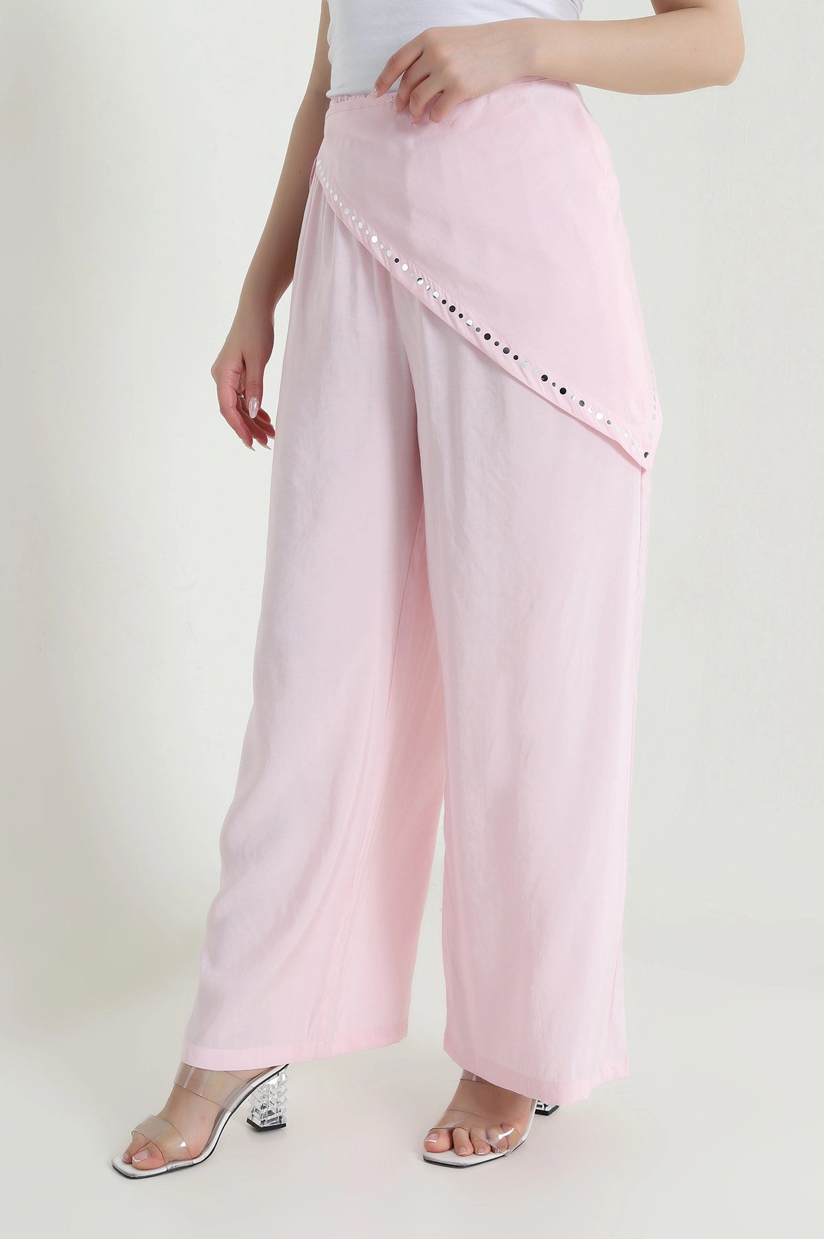 Pembe Bandana Detay Modal Kadın Pantolon 462612