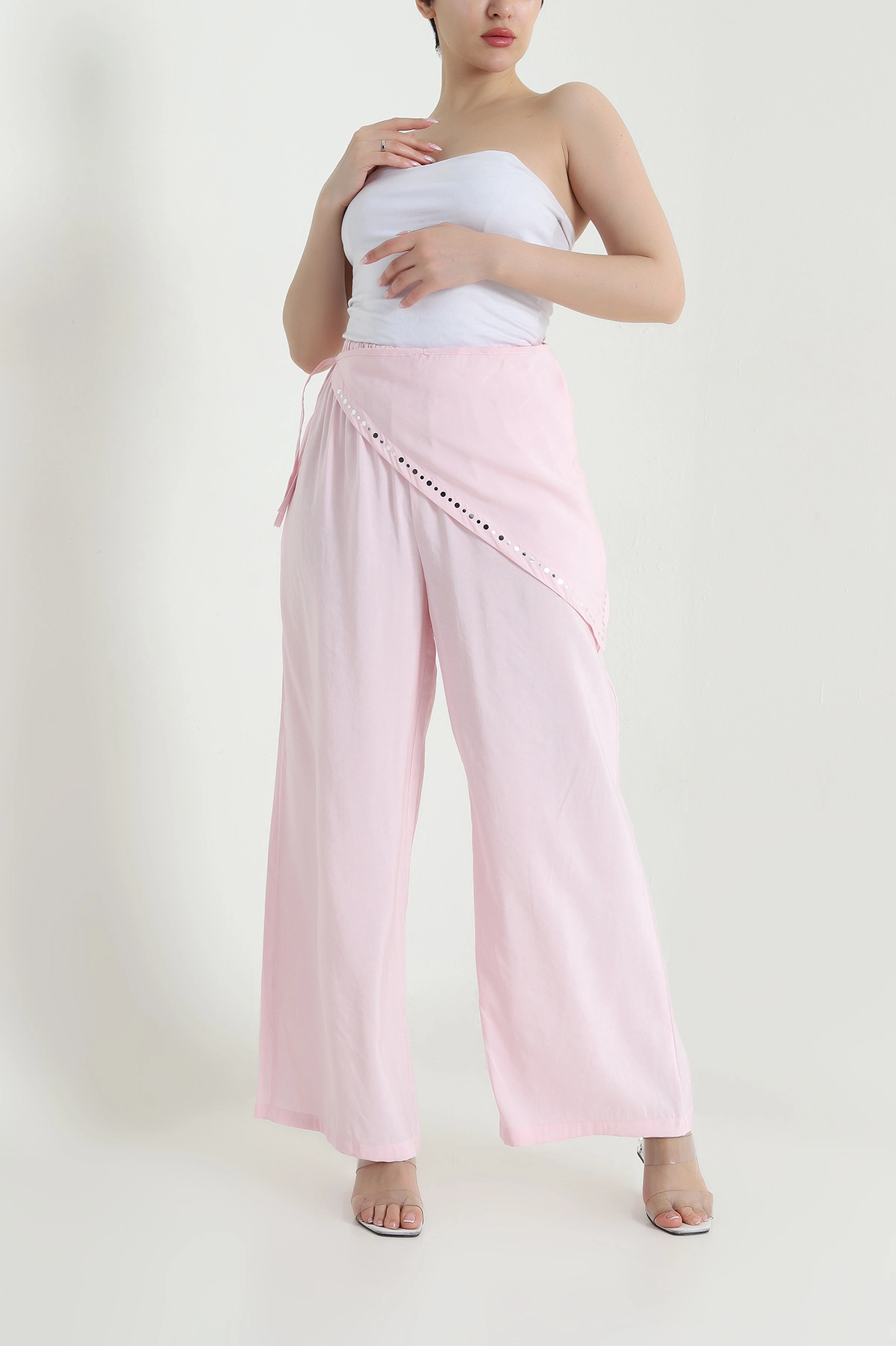 Pembe Bandana Detay Modal Kadın Pantolon 462612