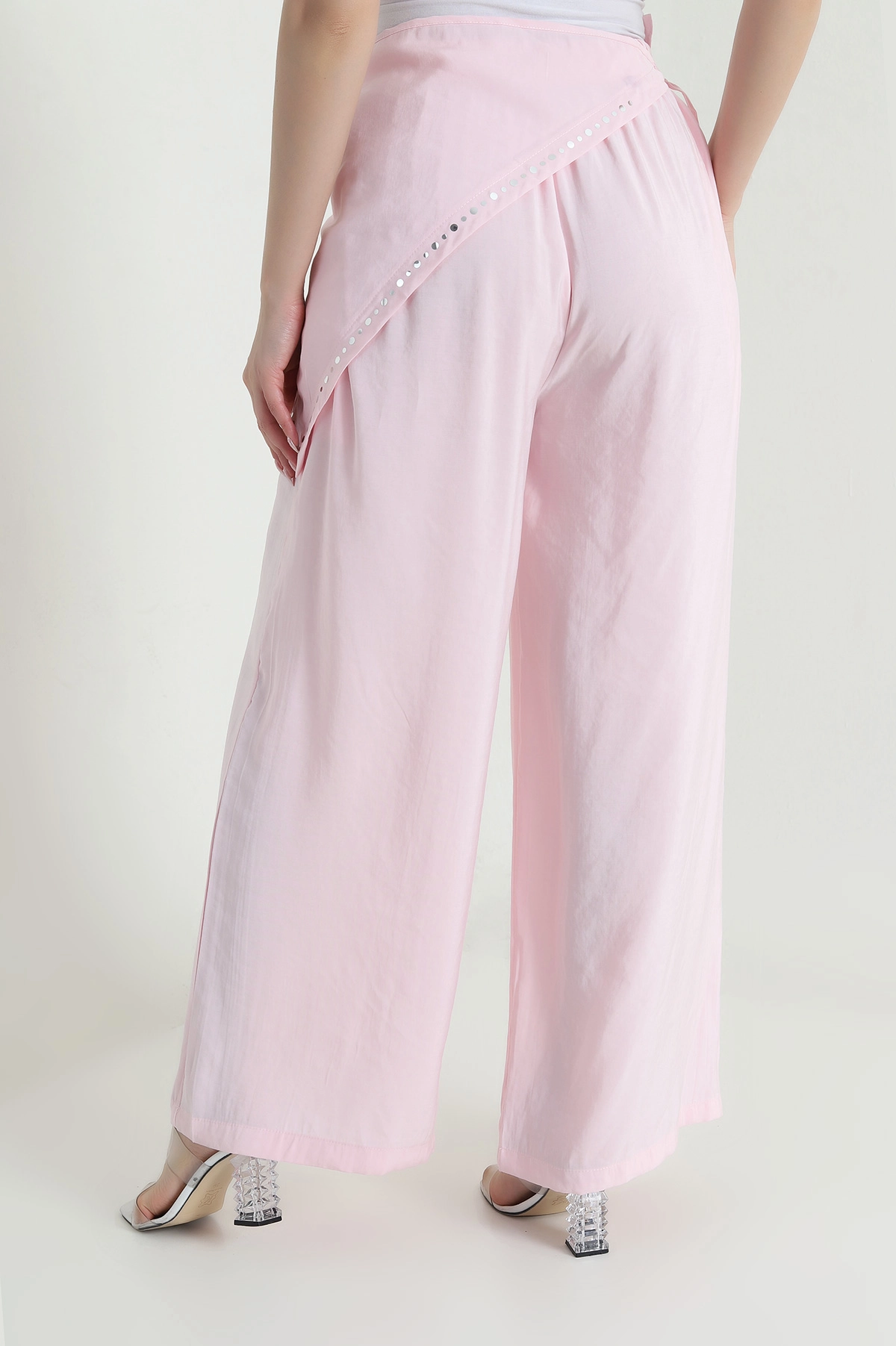Pembe Bandana Detay Modal Kadın Pantolon 462612