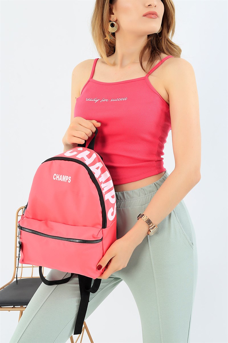 Pembe Baskılı Bayan Sırt Çantası 36114