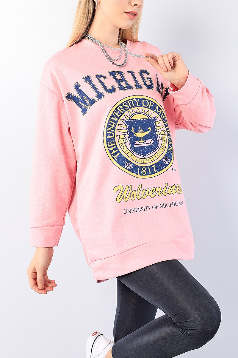 Pembe Baskılı Bayan Sweat Tunik 75656