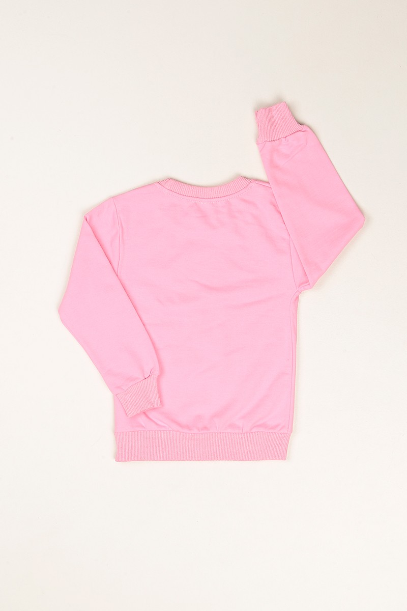 Pembe Baskılı İçi Şardonlu Kız Çocuk Sweat 80824