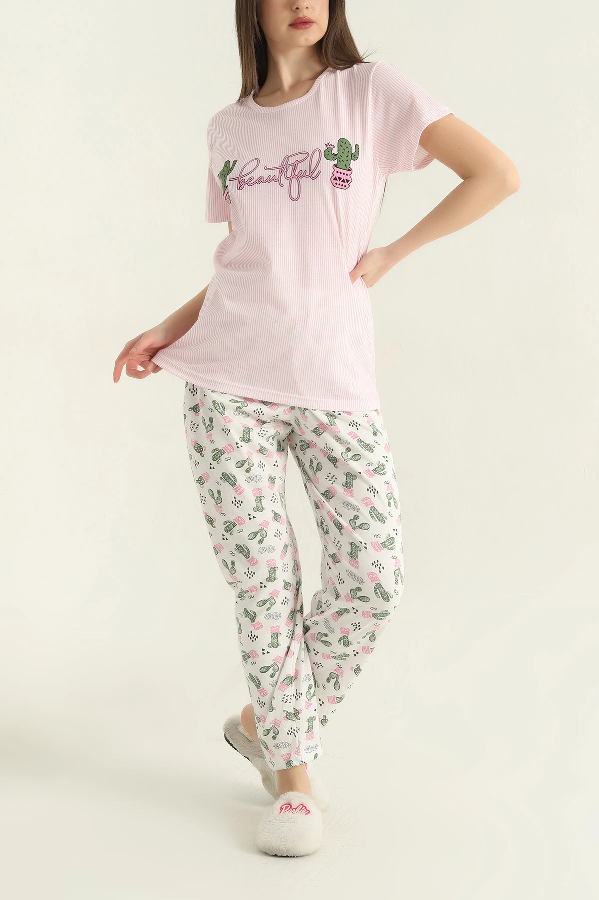Pembe Baskılı Kadın Pijama Takımı 357152