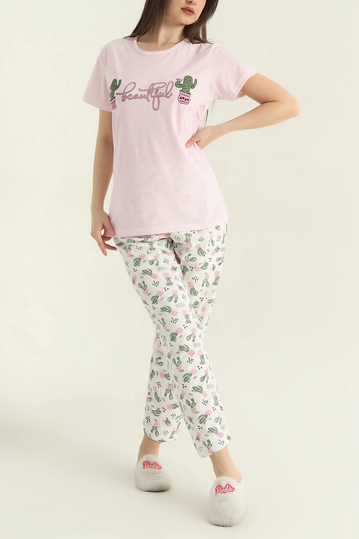 Pembe Baskılı Kadın Pijama Takımı 357152