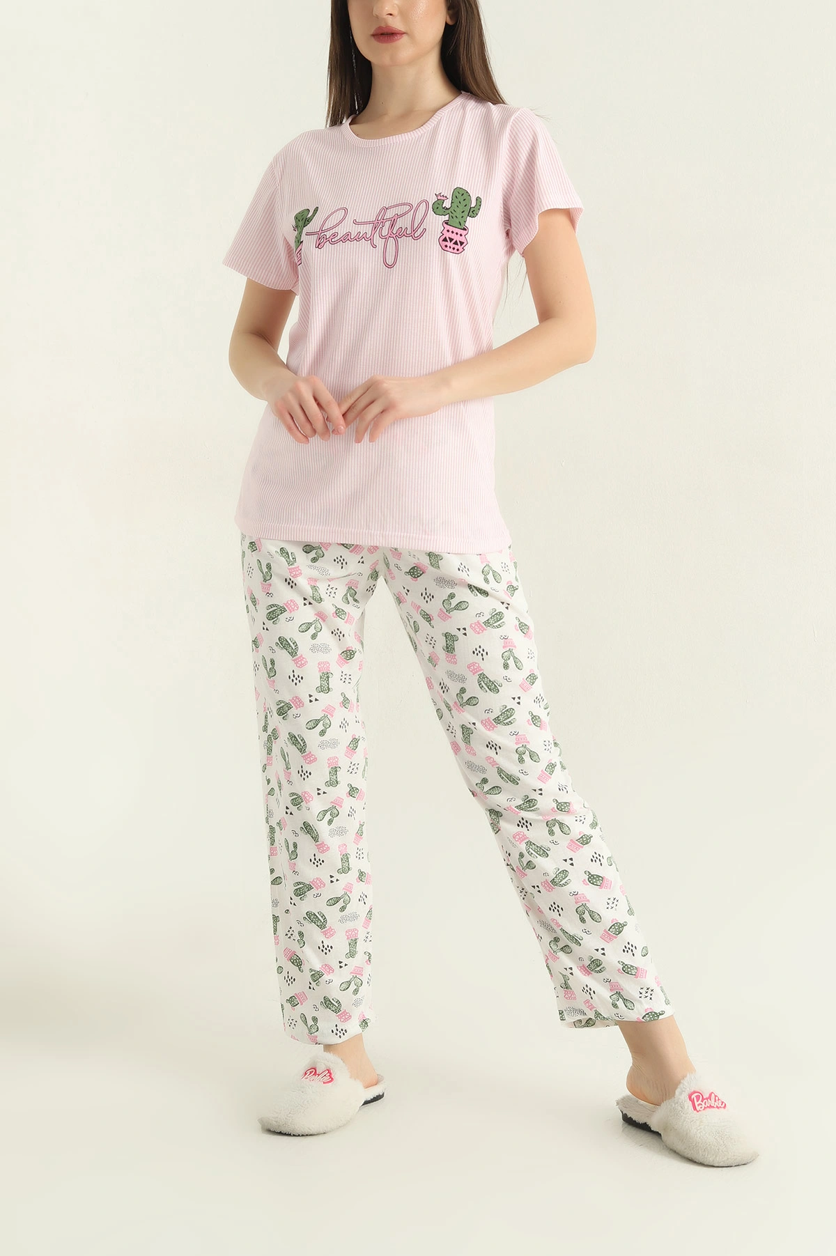 Pembe Baskılı Kadın Pijama Takımı 357152