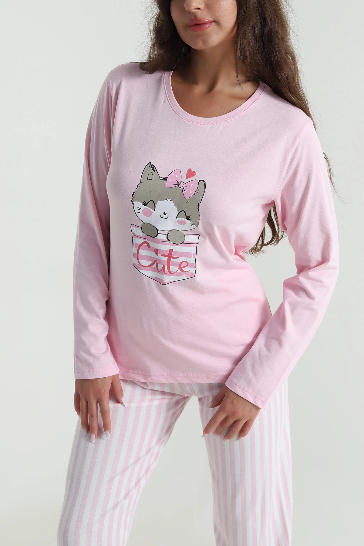 Pembe Baskılı Kadın Pijama Takımı 488223