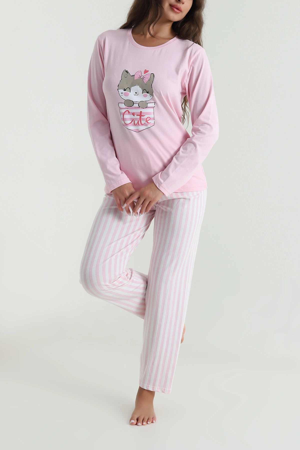 Pembe Baskılı Kadın Pijama Takımı 488223
