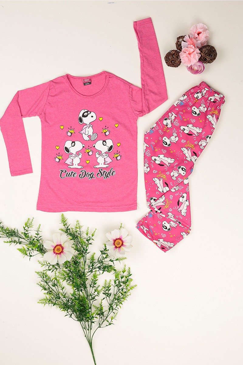 Pembe Baskılı Kız Çocuk Pijama Takımı 77940
