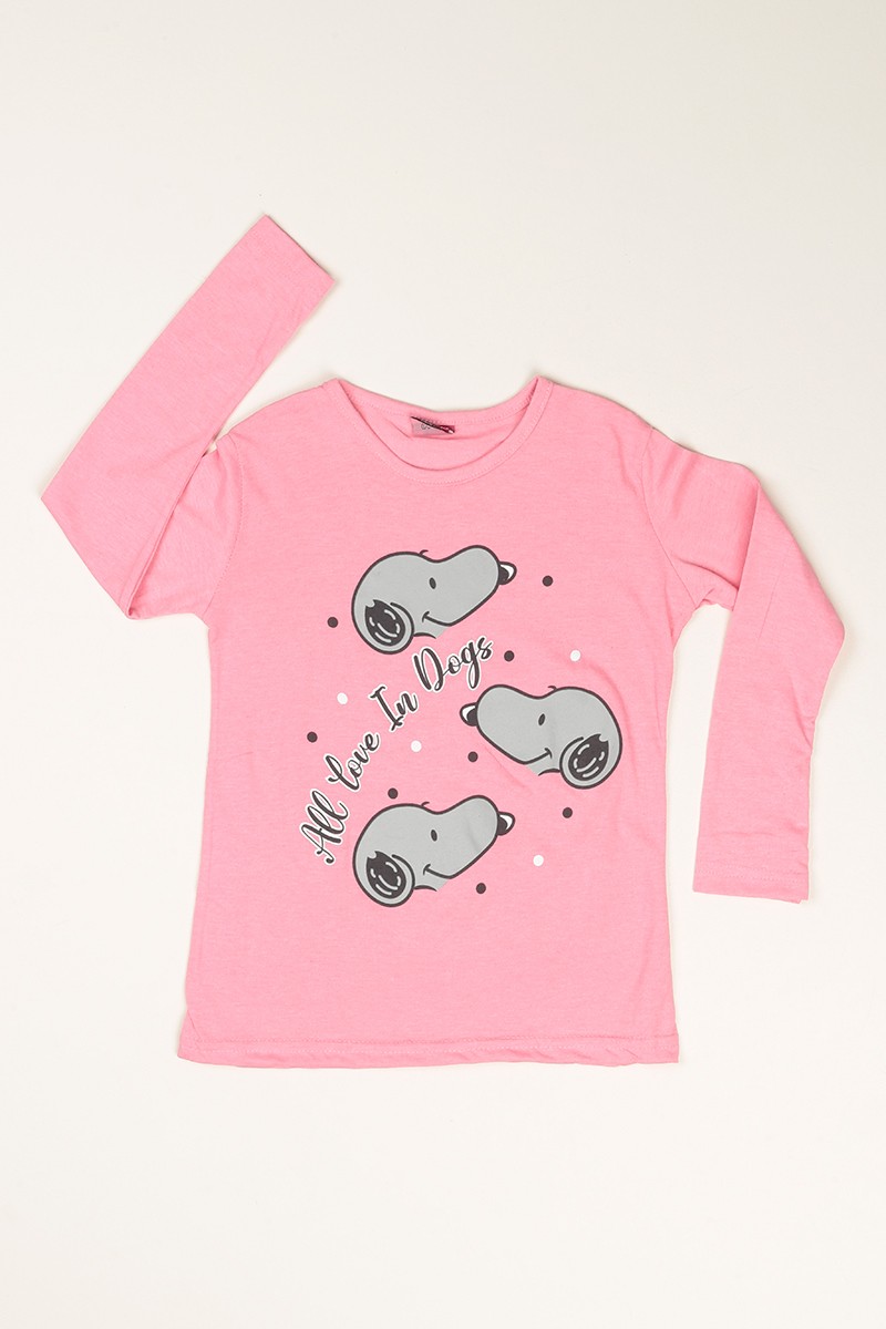 Pembe Baskılı Kız Çocuk Pijama Takımı 77941