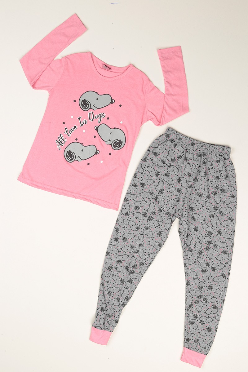 Pembe Baskılı Kız Çocuk Pijama Takımı 77941