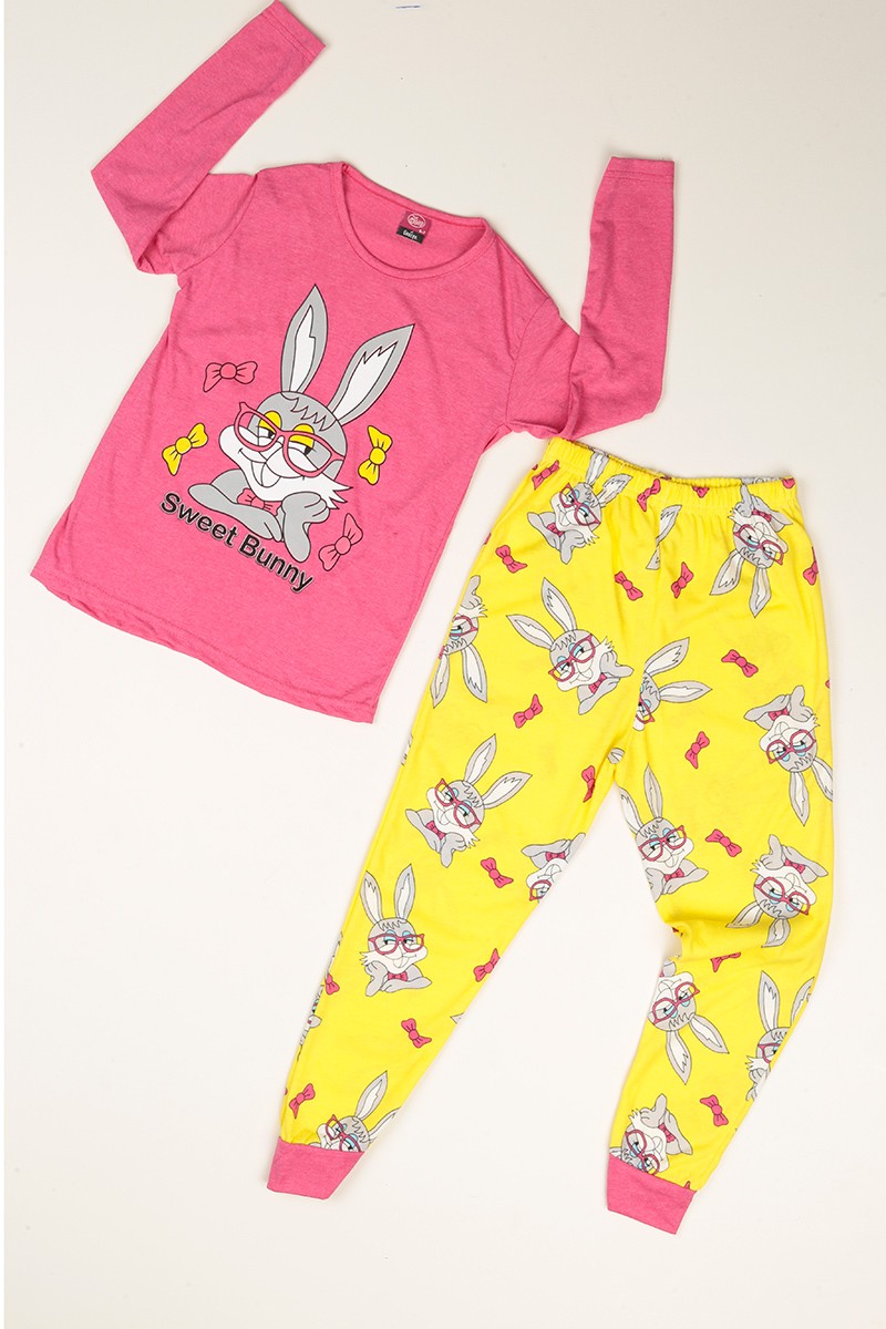 Pembe Baskılı Kız Çocuk Pijama Takımı 77945