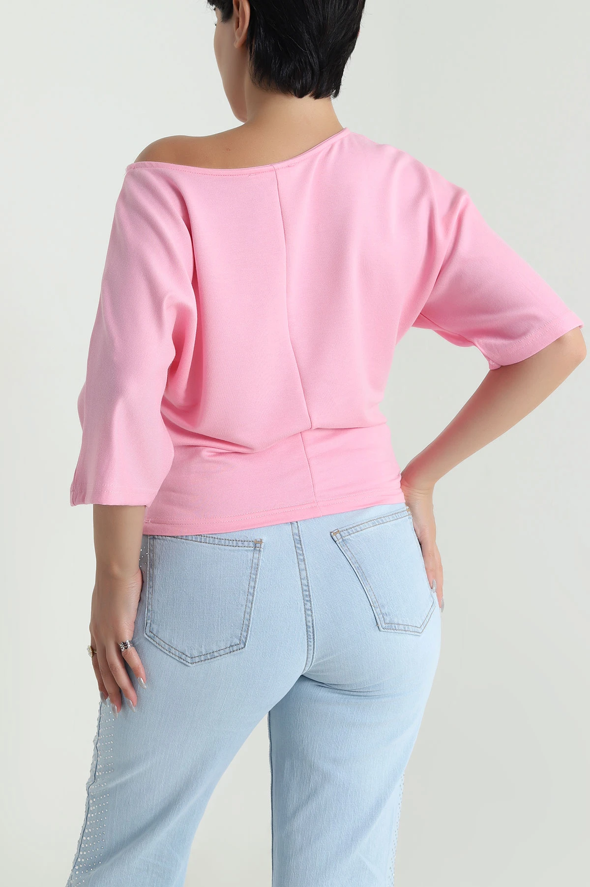 Pembe Baskılı Kristal Kadın Bluz 482072