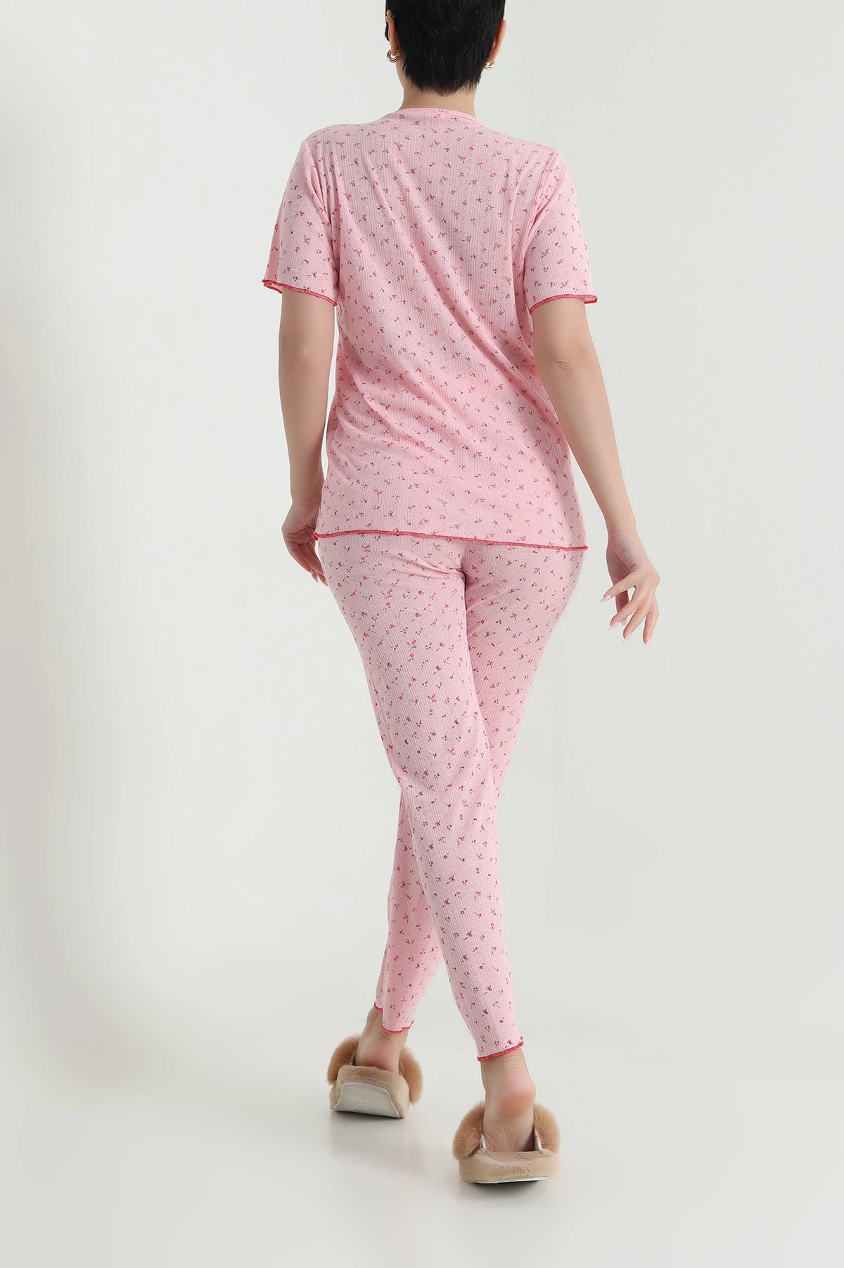 Pembe Baskılı Pointel Kadın Pijama Takımı 463566