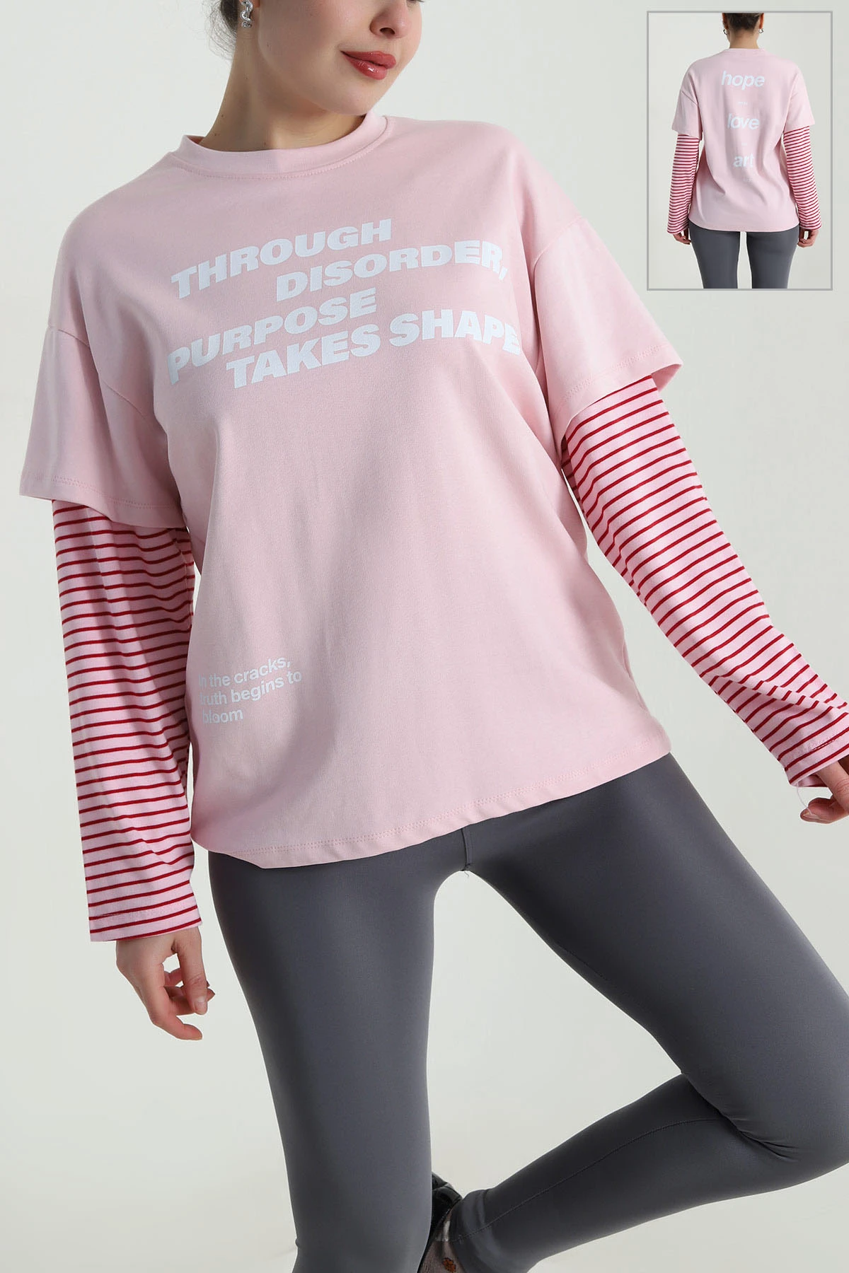 Pembe Baskılı Ribana Kadın Sweat 497620