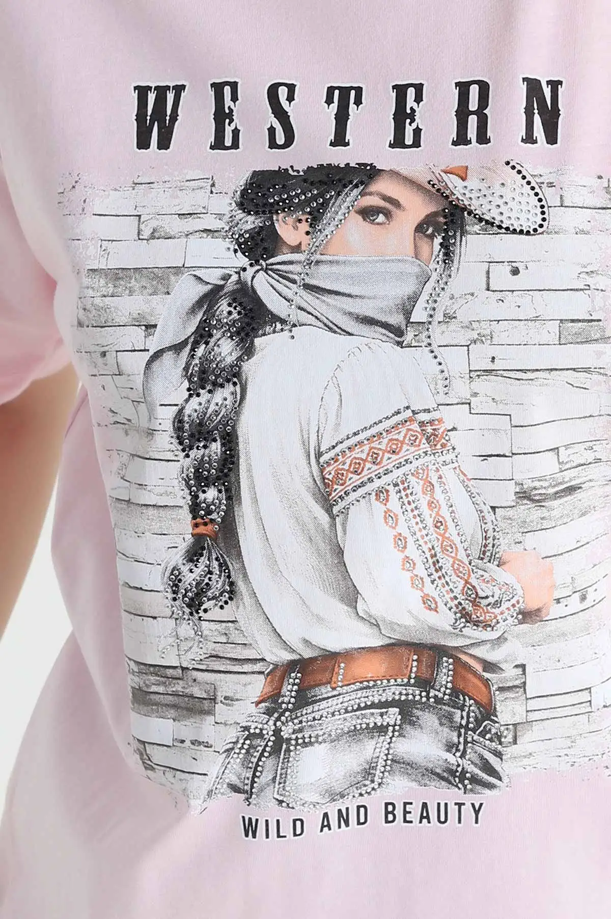 Pembe Baskılı Süprem Kadın Tişört 443691