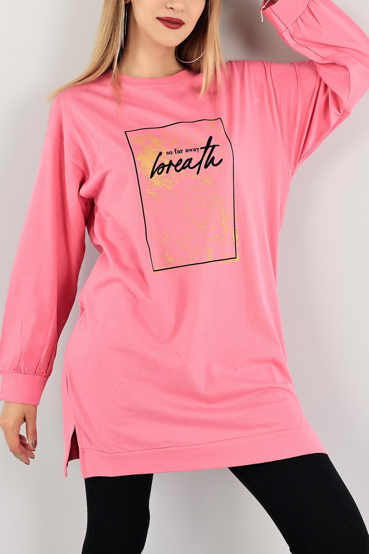 Pembe Baskılı Yazlık Tunik 116272
