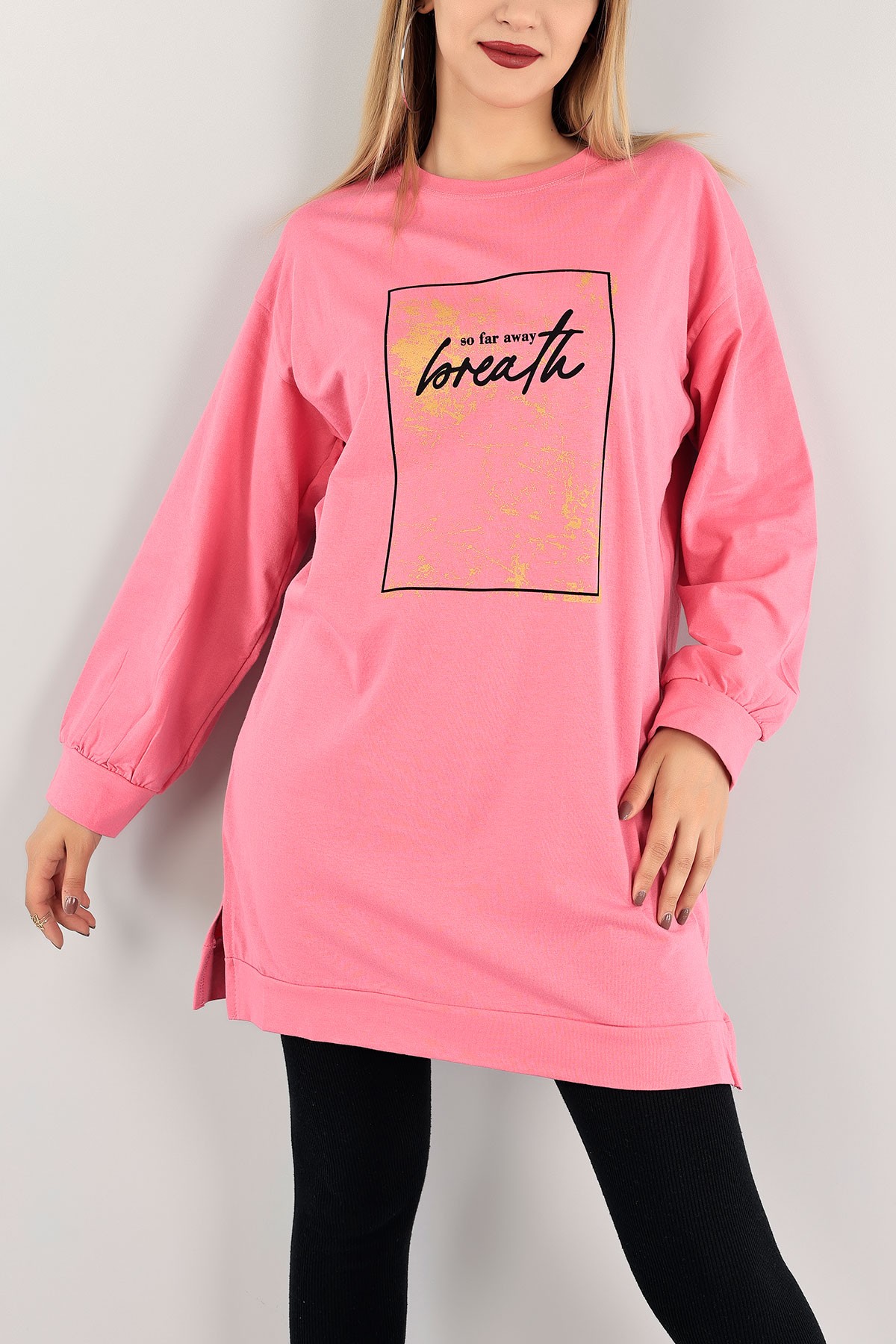 Pembe Baskılı Yazlık Tunik 116272