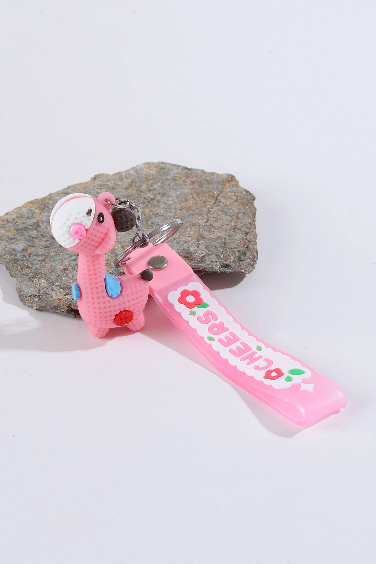 Pembe Bebek Zürafa Silikon Anahtarlık Çanta Süsü 304306