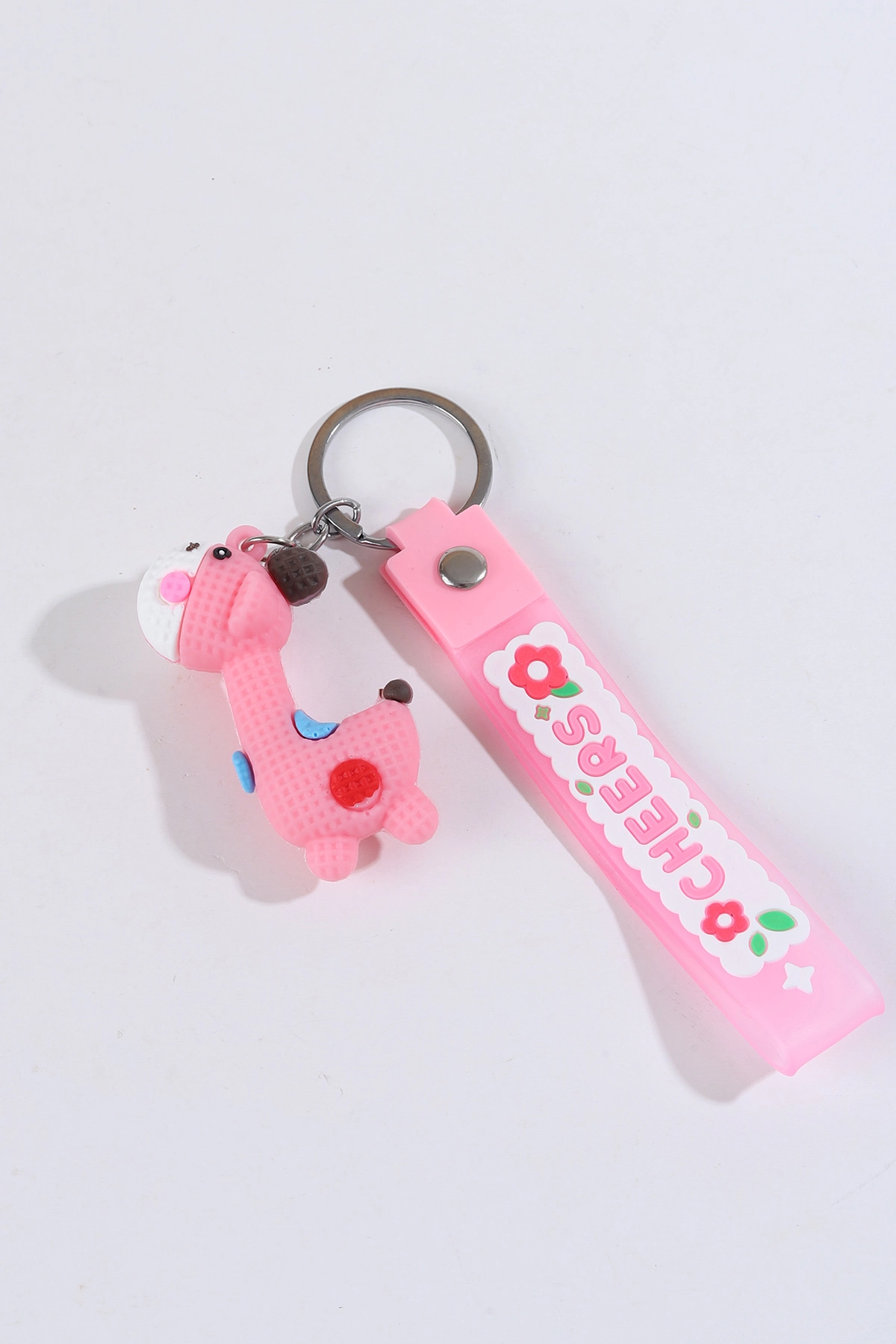 Pembe Bebek Zürafa Silikon Anahtarlık Çanta Süsü 304306
