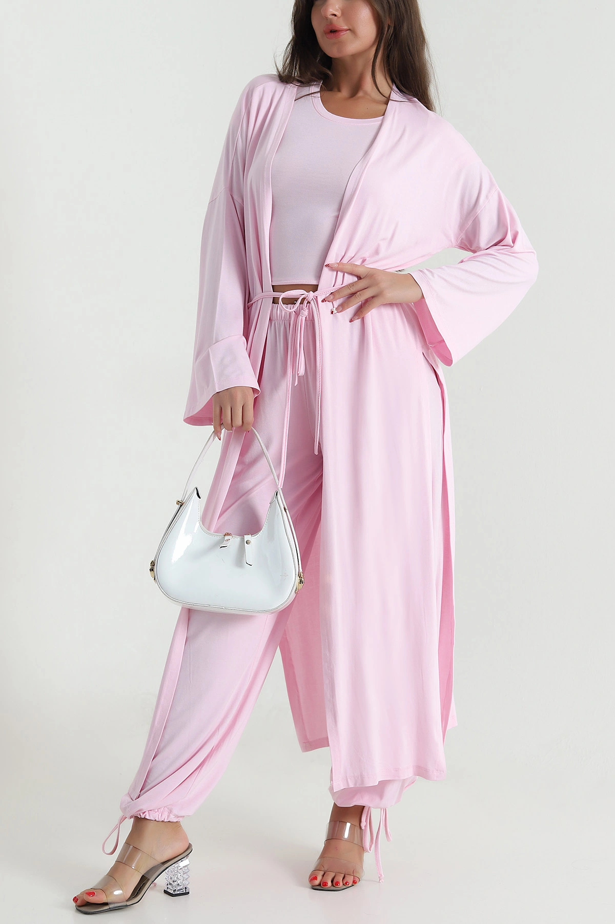 Pembe Bel Lastikli Likralı Oysho Kadın Üçlü Takım 478727