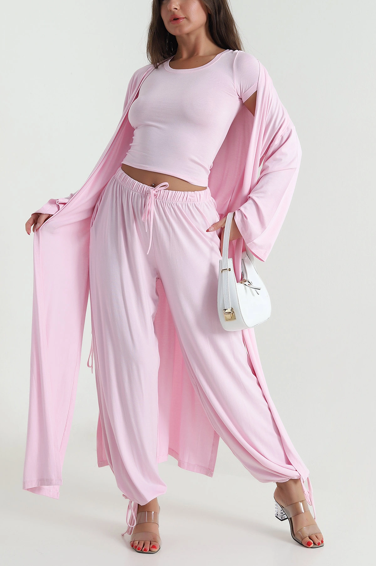 Pembe Bel Lastikli Likralı Oysho Kadın Üçlü Takım 478727