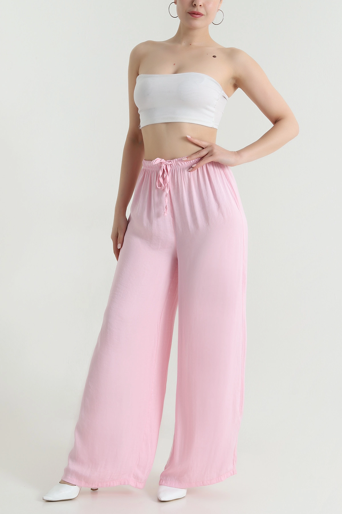 Pembe Bel Lastikli Mika Kadın Pantolon 473511