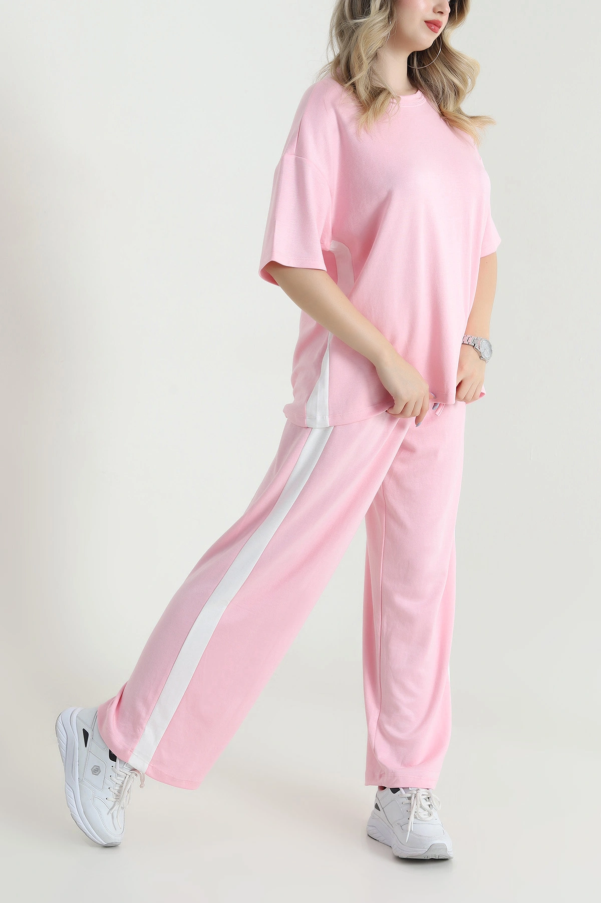 Pembe Bel Lastikli Şerit Detay Oysho Kadın İkili Takım 475108