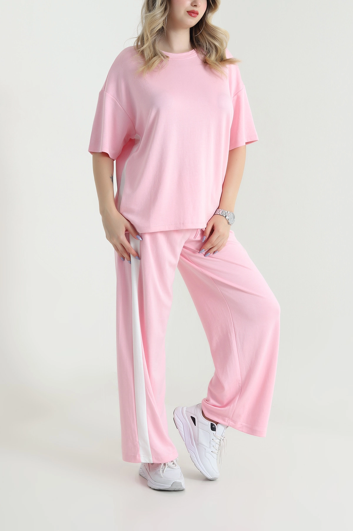 Pembe Bel Lastikli Şerit Detay Oysho Kadın İkili Takım 475108