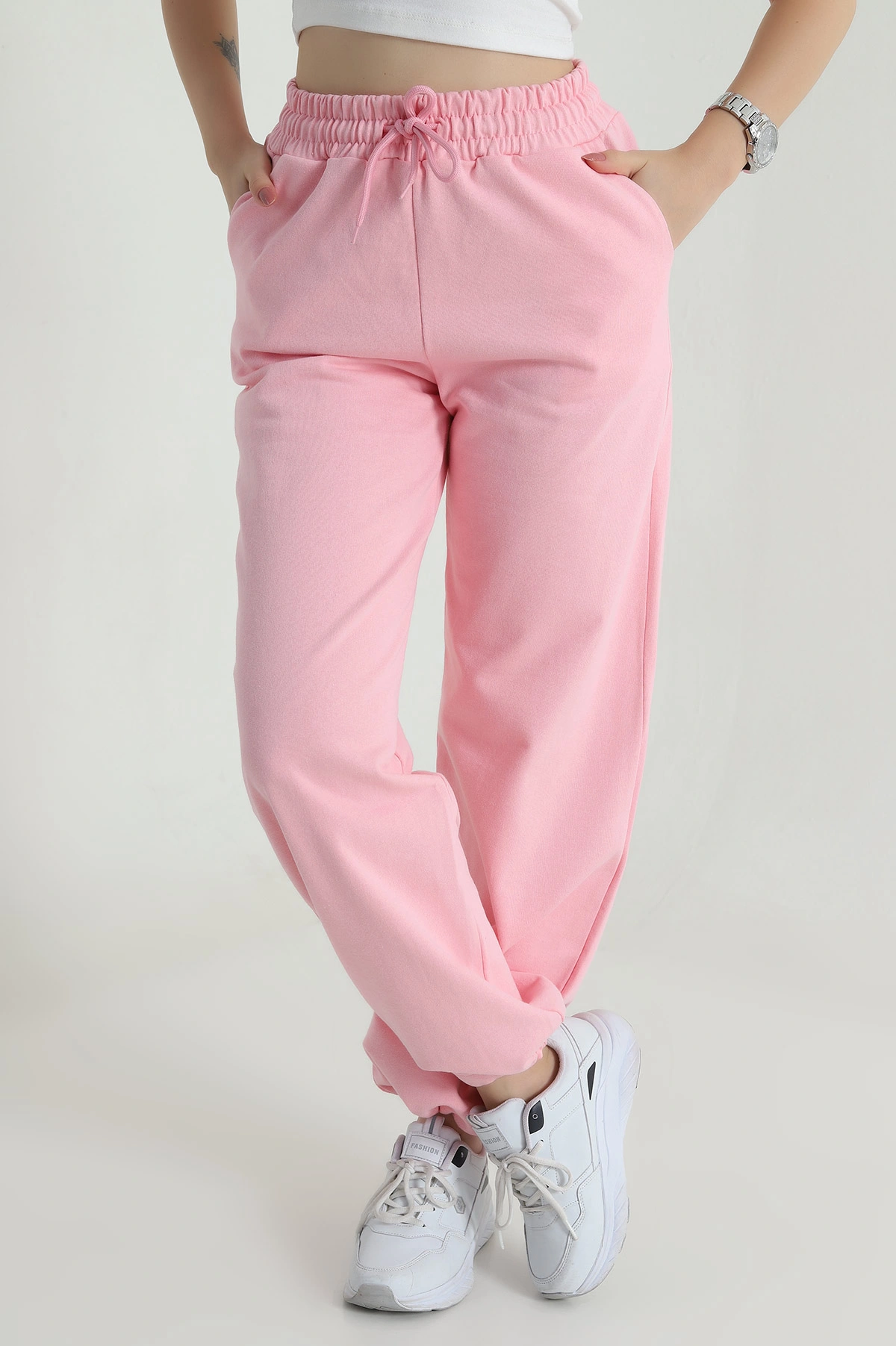 Pembe Bel Lastikli Üç İp Kadın Eşofman Altı 486722