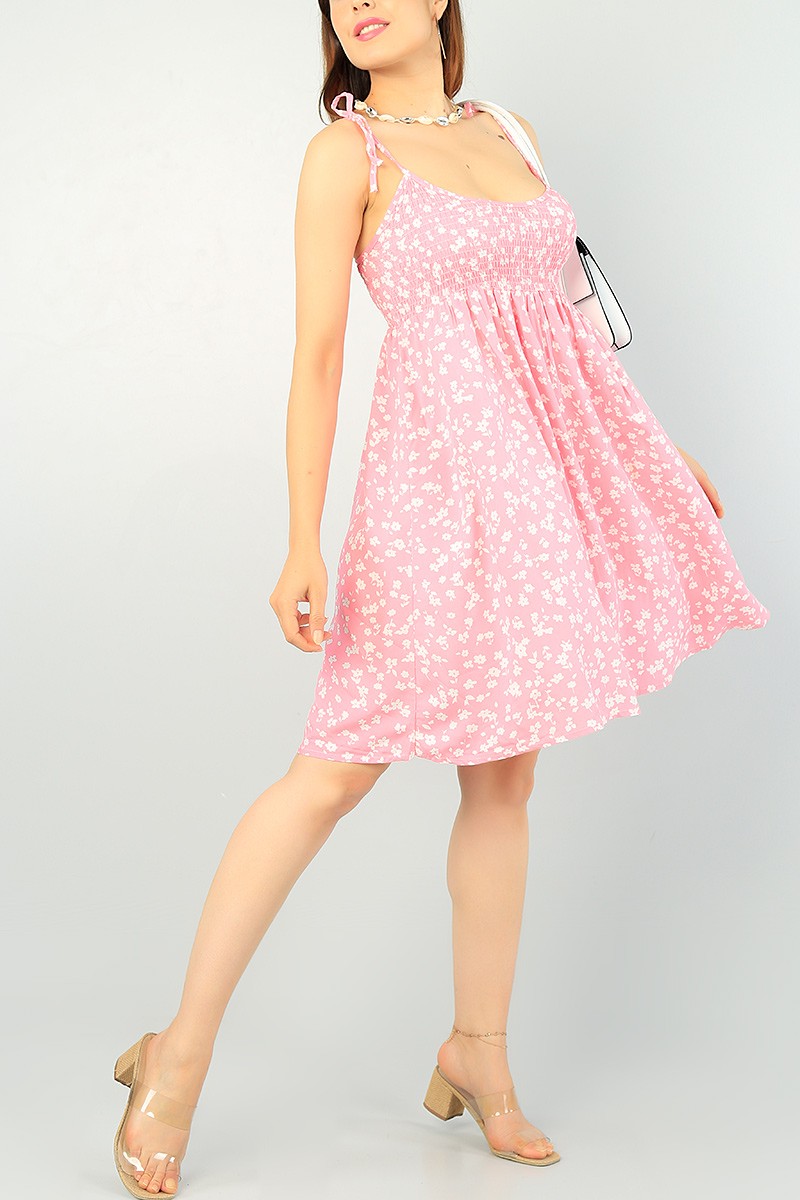 Pembe Beli Gipeli Dokuma Elbise 69949