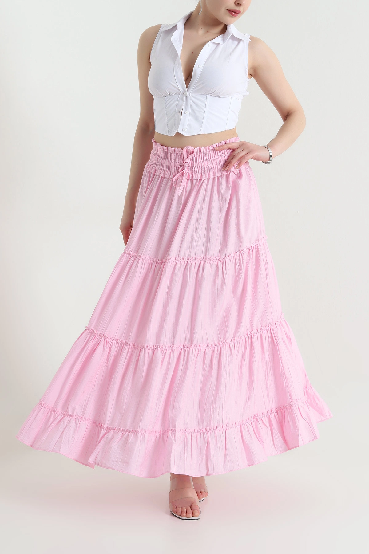 Pembe Beli Gipeli Kadın Çilek Etek 454746