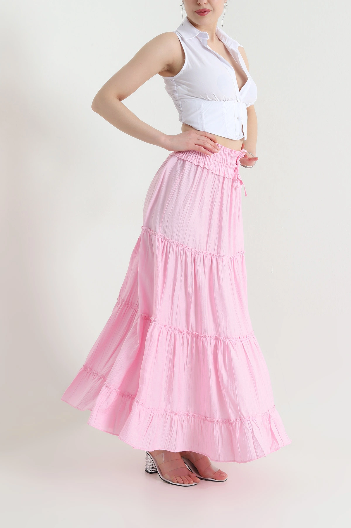 Pembe Beli Gipeli Kadın Çilek Etek 454746