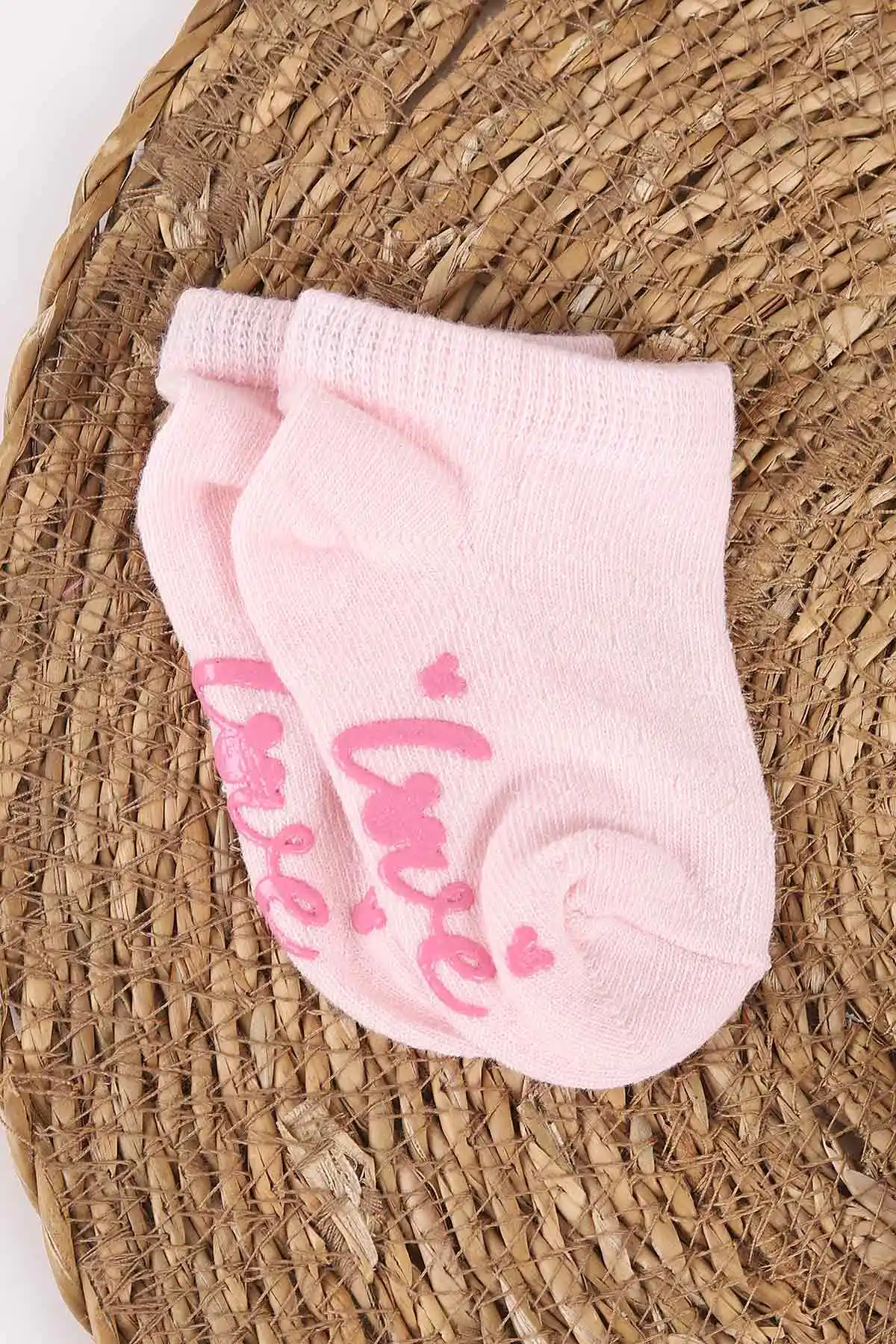 Pembe Beyaz (0-6 Yaş) Kaydırmaz Tabanlı 4'lü Kız Bebek&Çocuk Patik Çorap 467975
