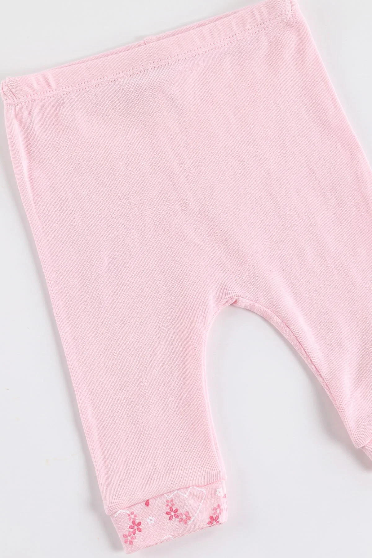 Pembe  Beyaz (0-9 Ay) Çiçek Nakışlı Bebe Yaka Kız Bebek 2'li Takım 477053