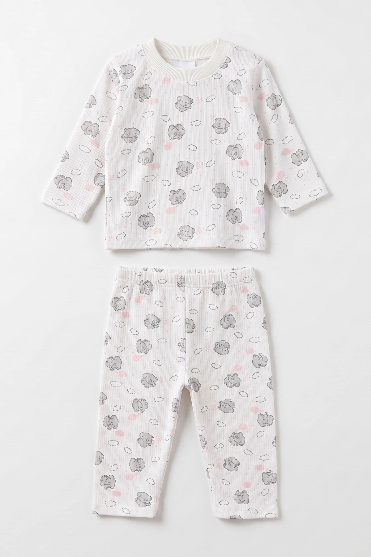 Pembe Beyaz (1-3 Yaş) Casper  Desenli Raporlu Çocuk Pijama Takım 477273