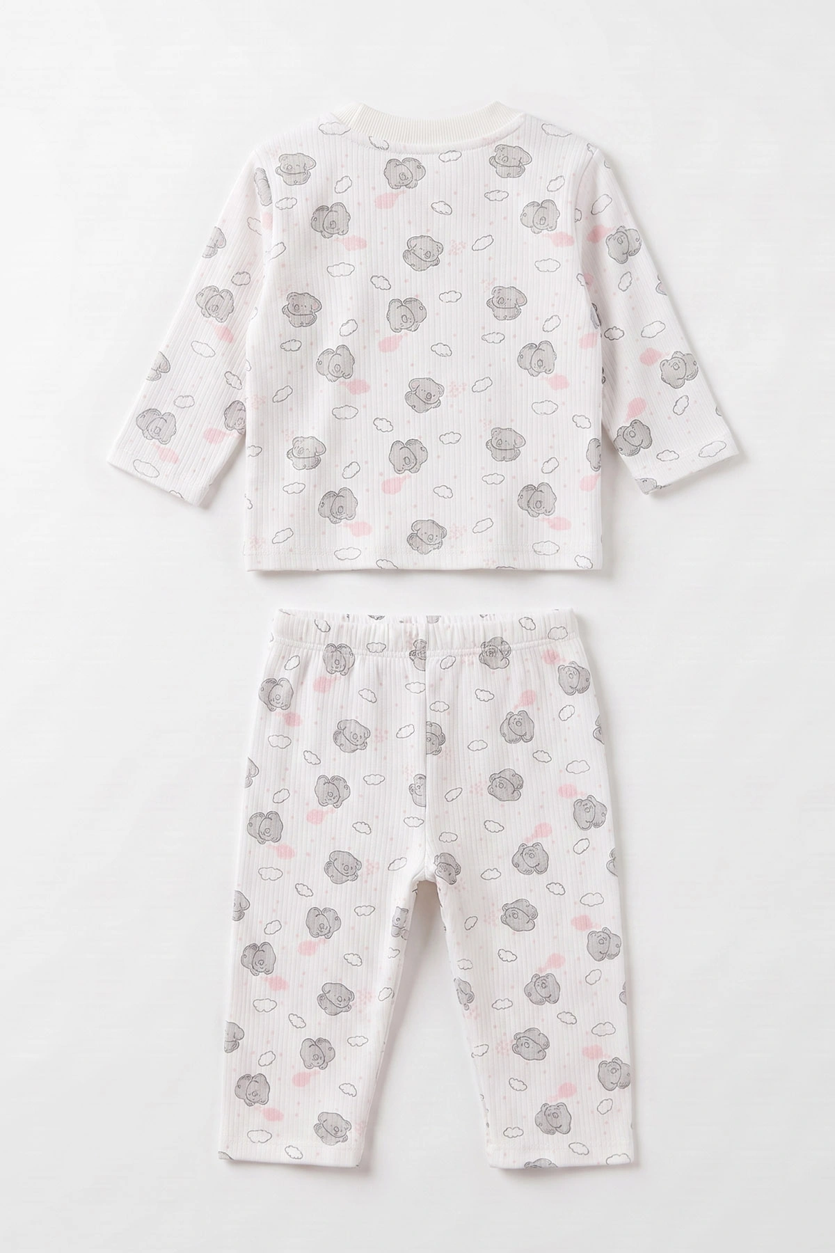 Pembe Beyaz (1-3 Yaş) Casper  Desenli Raporlu Çocuk Pijama Takım 477273