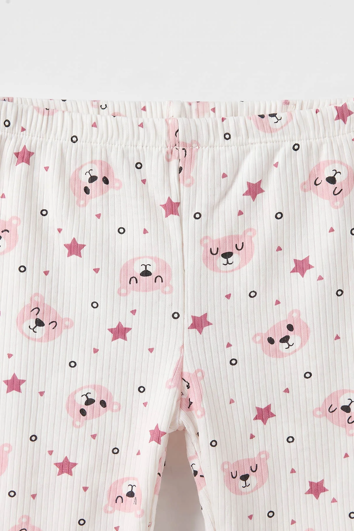 Pembe Beyaz (1-3 Yaş) Yıldız Desenli Raporlu Çocuk Pijama Takım 477264