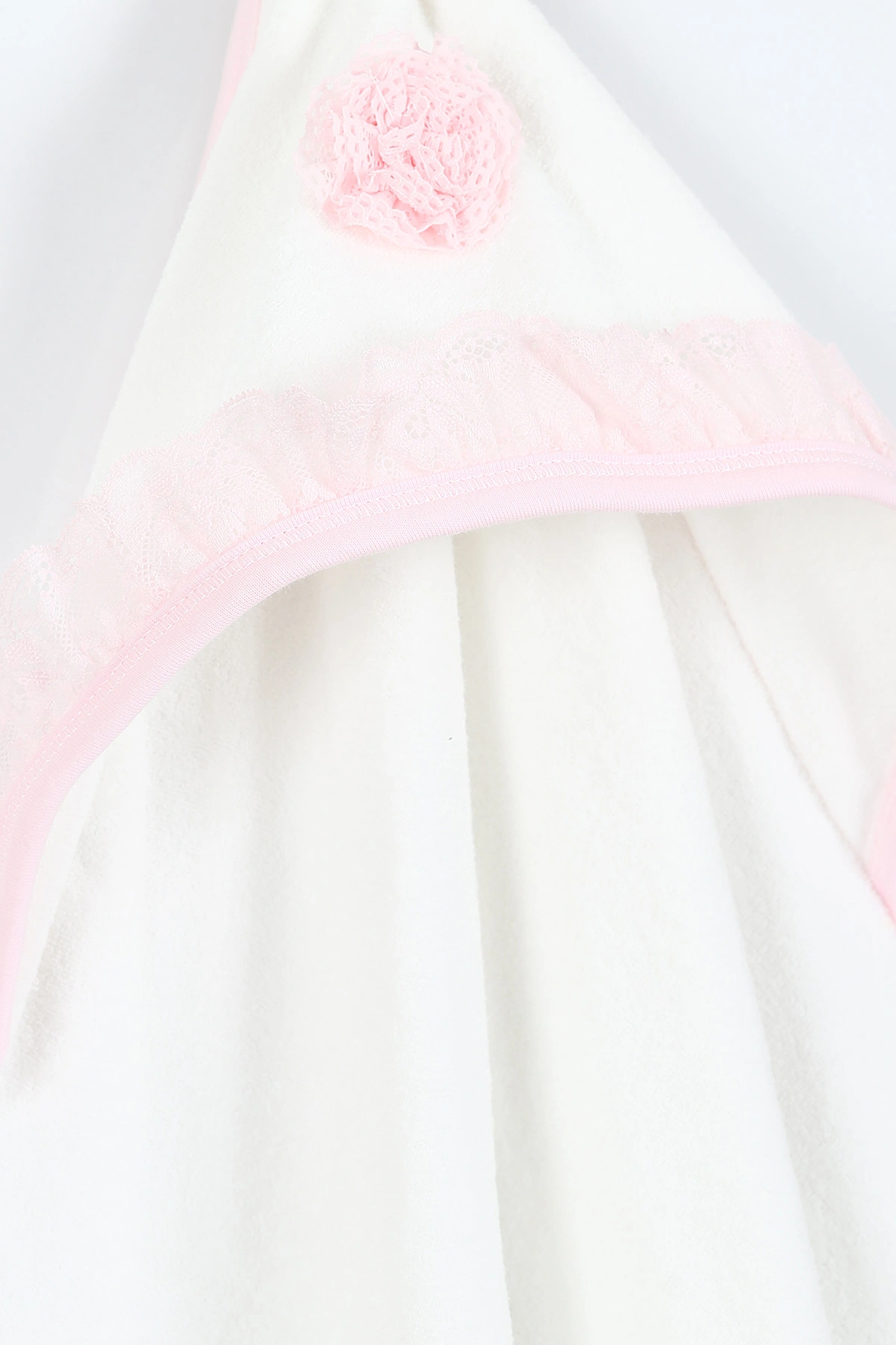 Pembe Beyaz  (En:78 cm Boy:87 cm) Fisto Nakışlı Bebek Havlu Takım 375872
