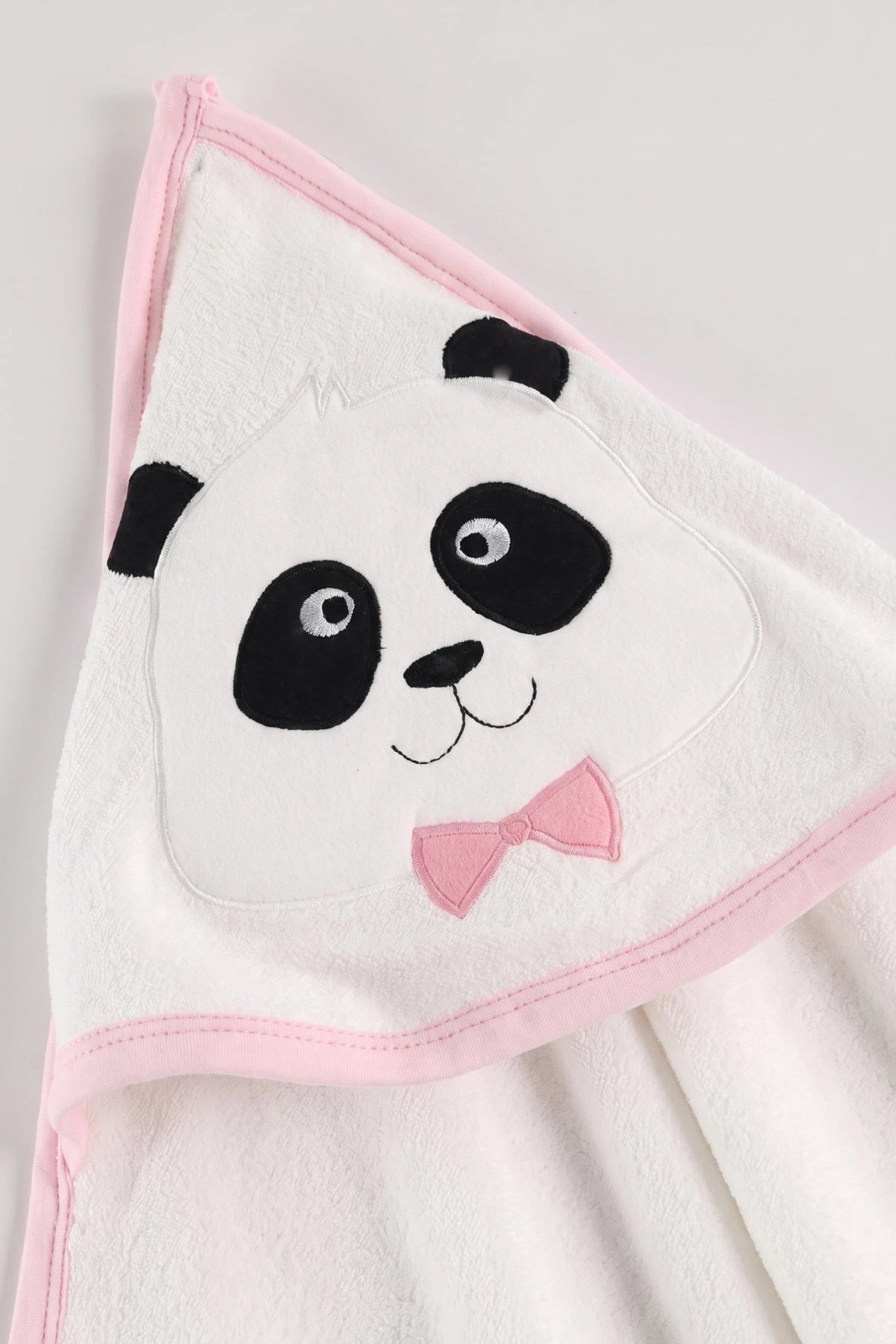 Pembe Beyaz   Panda Nakışlı Çift Katlı Bebek Silgi Havlu 476321