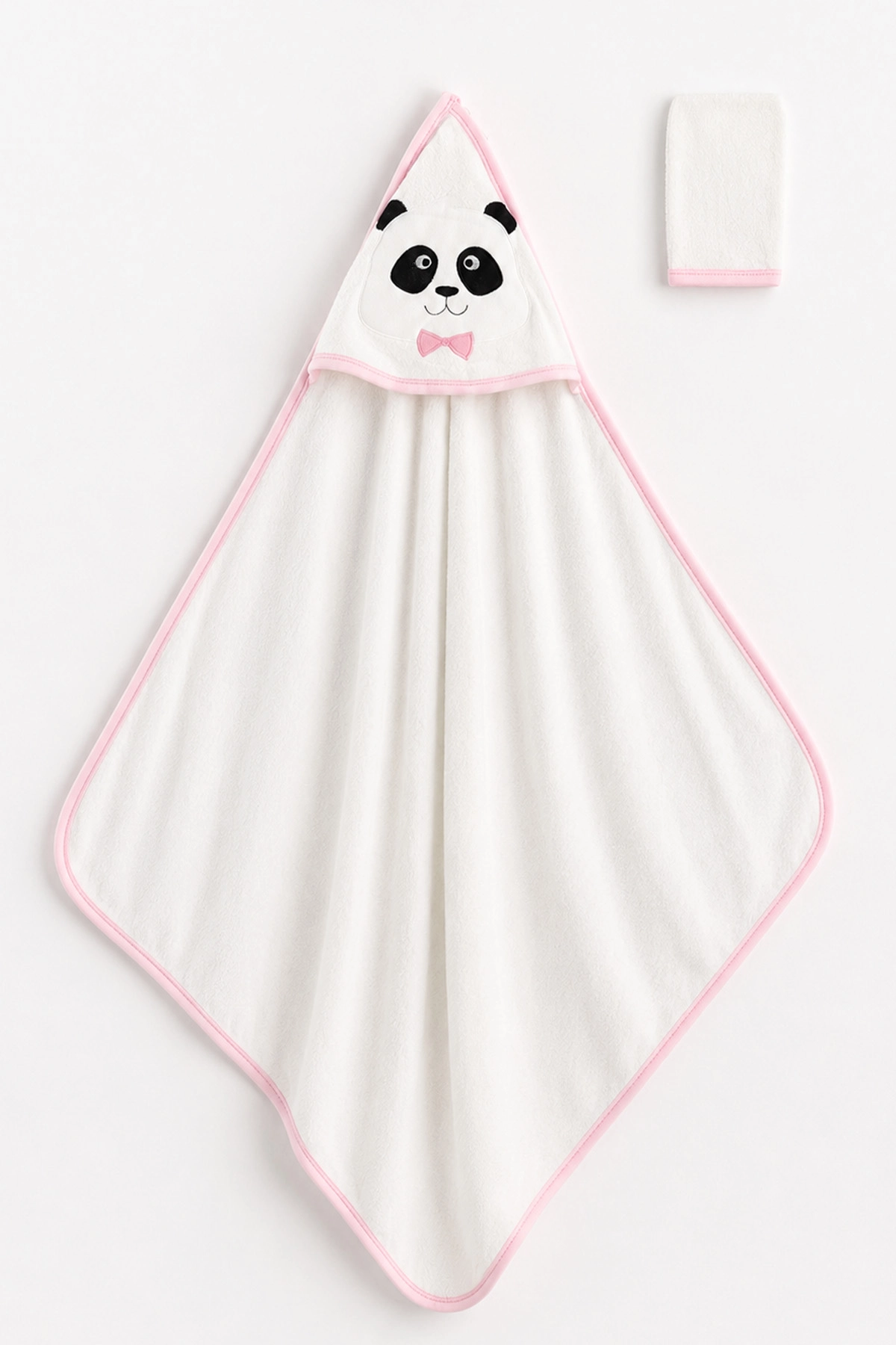 Pembe Beyaz   Panda Nakışlı Çift Katlı Bebek Silgi Havlu 476321