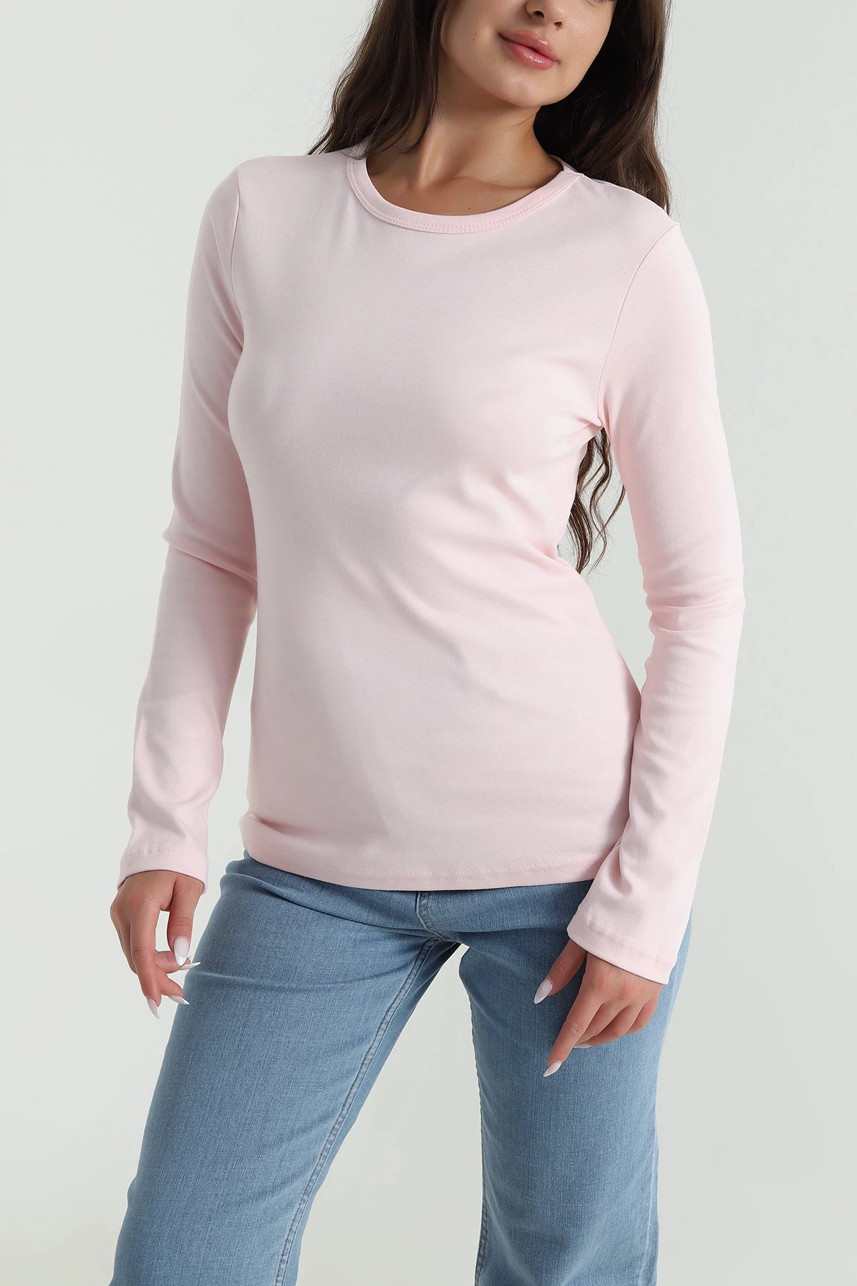 Pembe Bisiklet Yaka Kadın Body Bluz 488616