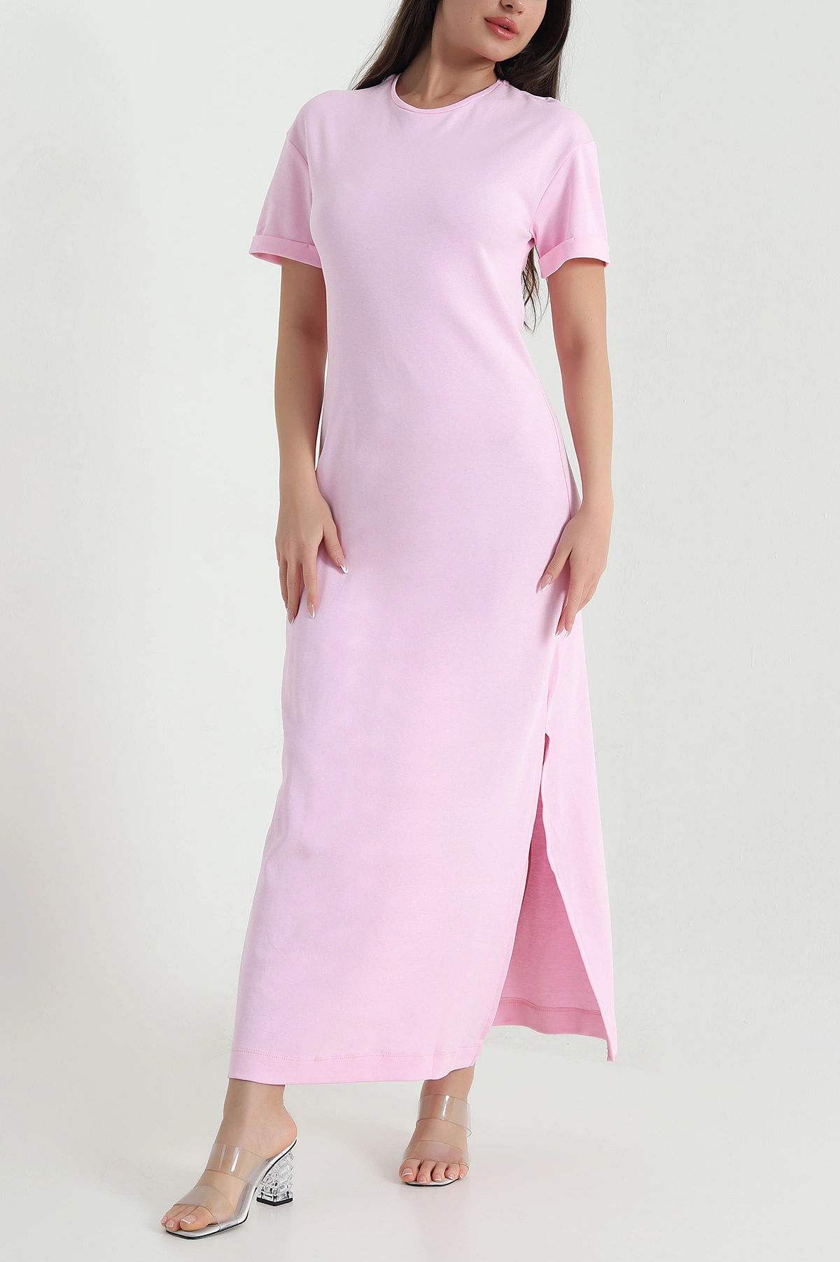 Pembe Bisiklet Yaka Kadın Elbise 460407