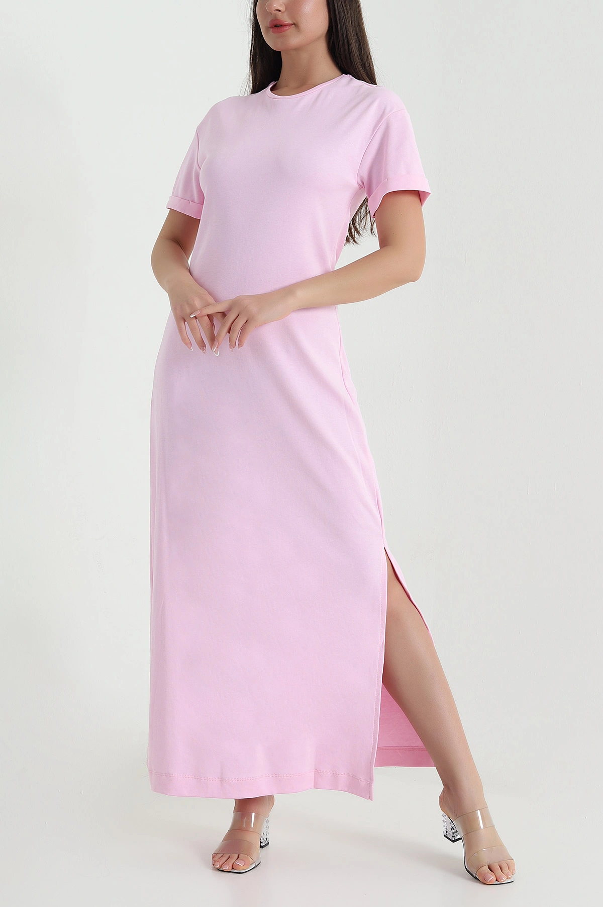 Pembe Bisiklet Yaka Kadın Elbise 460407