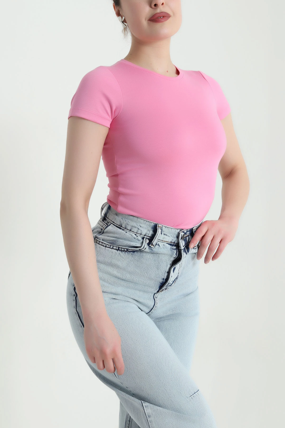Pembe Bisiklet Yaka Oysho Kadın Bluz 453042