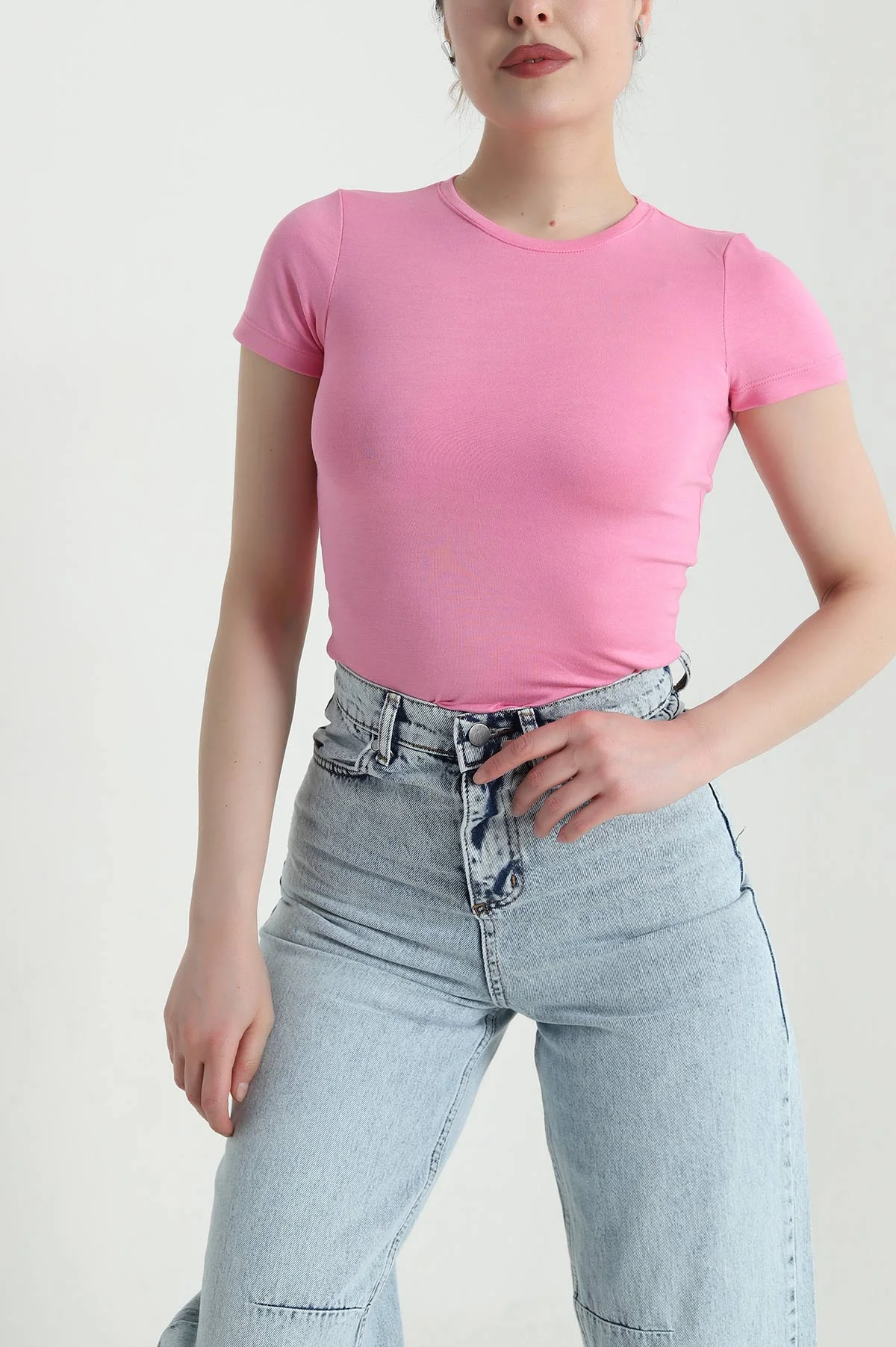Pembe Bisiklet Yaka Oysho Kadın Bluz 453042