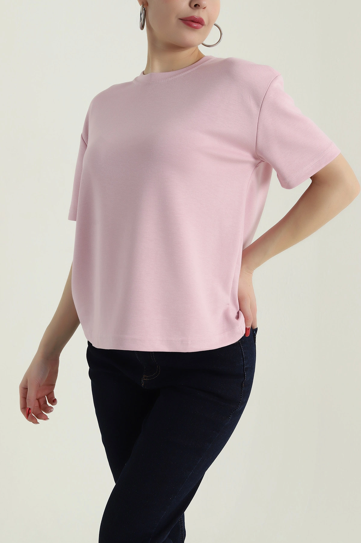 Pembe Bisiklet Yaka Oysho Kadın Tişört 428175