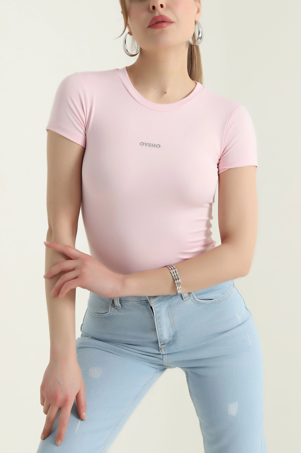 Pembe Bisiklet Yaka Scuba Kadın Zıbın Bluz 432426