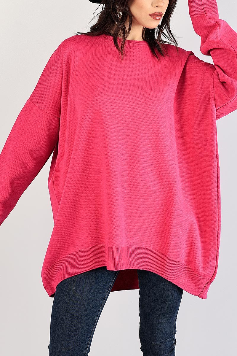 Pembe Bisiklet Yaka Triko Tunik Kazak 83650